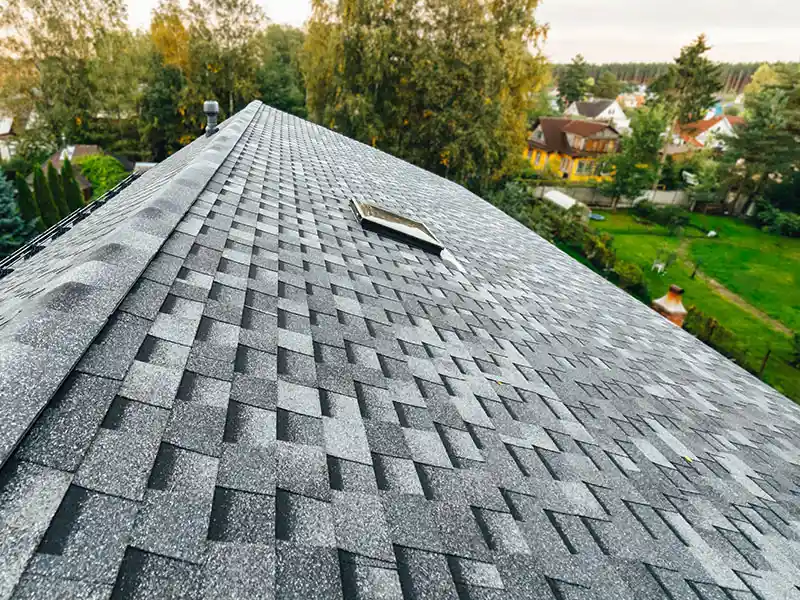 Residential roof with gray shingle
